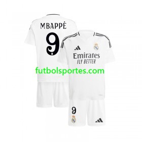 Camiseta Real Madrid Kylian Mbappé 9 Niño Primera Equipación 2024/2025
